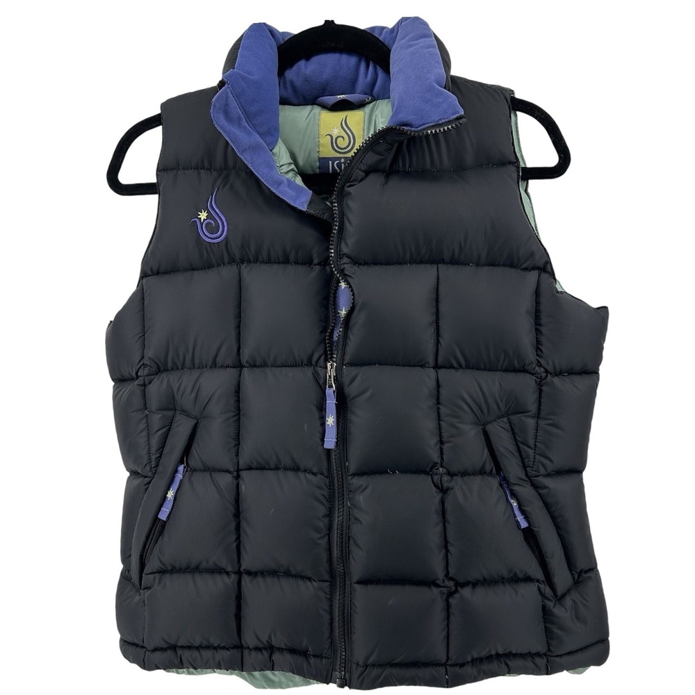 Goose Down Puffer Vest Women's Size 10 Black Gorpcore Outdoor Quilted Hiking